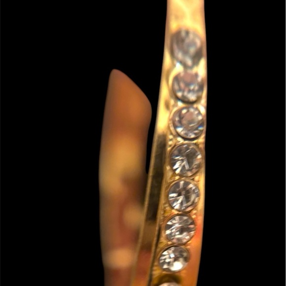 Stunning Gold-Tone Crystal Hoop Earrings - Elegant & Eye-Catching - Picture 11 of 14